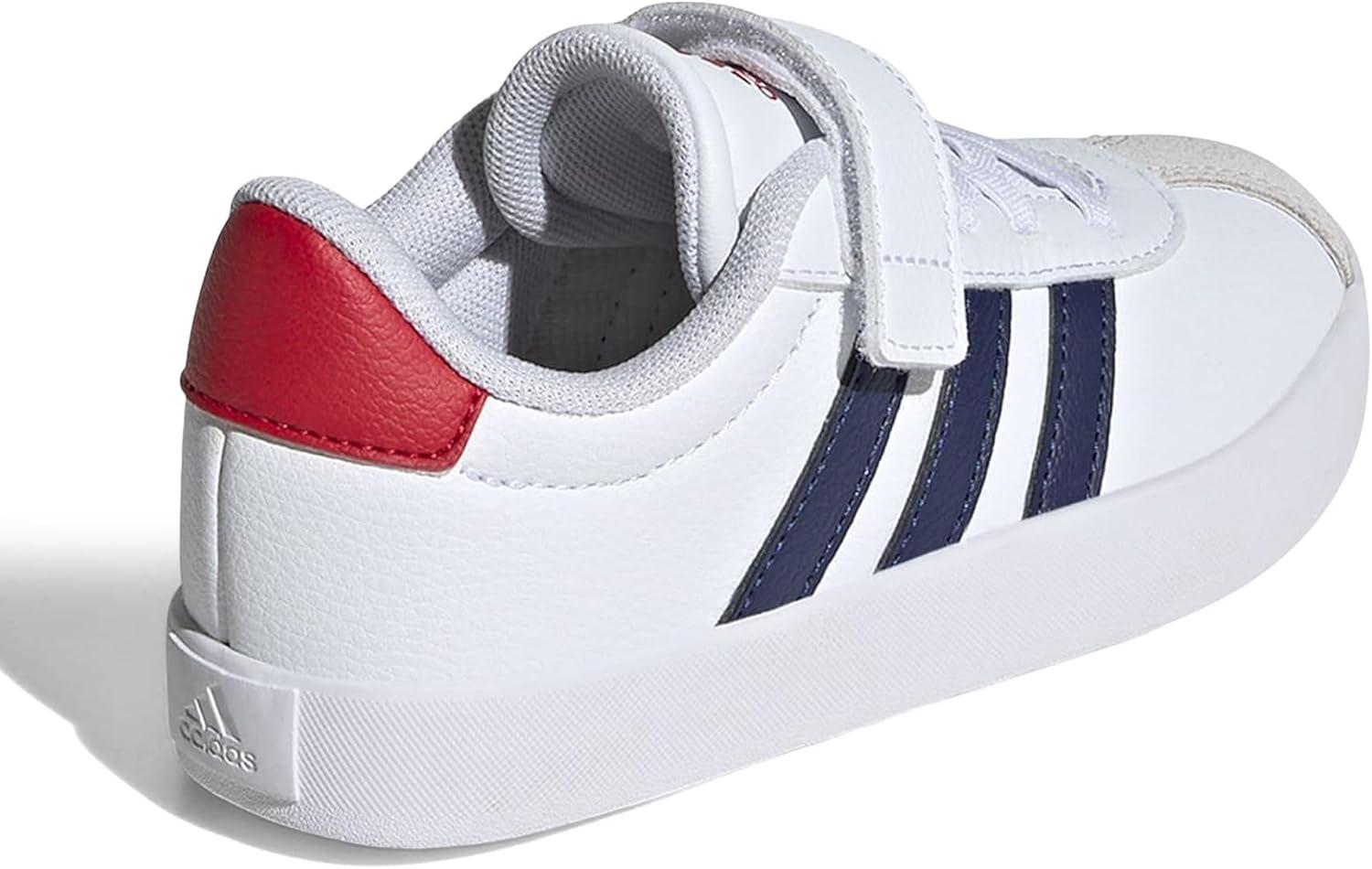 image:imageAdidas UnisexChild Vl Court 30 Elastic Lace amp StrapWhiteDark BlueBetter Scarlet
