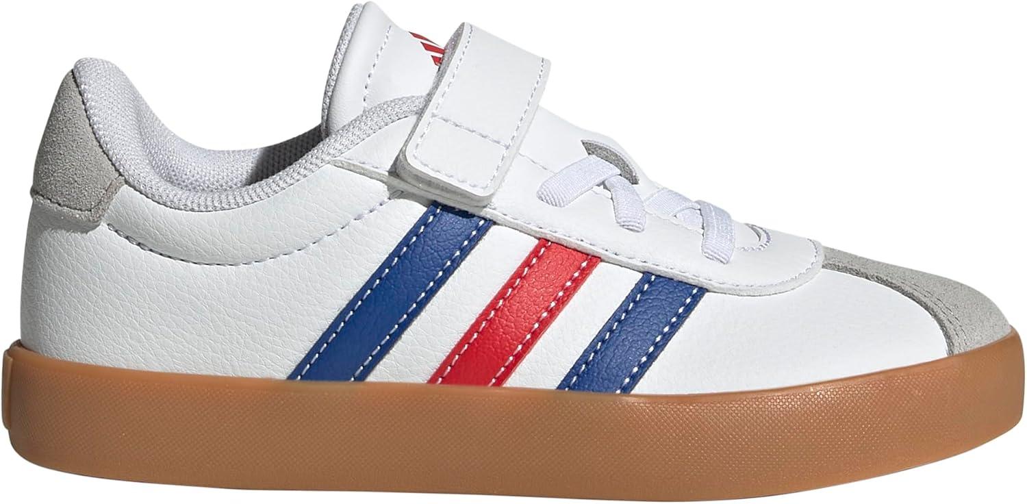 image:imageAdidas UnisexChild Vl Court 30 Elastic Lace amp StrapWhiteTeam Royal BlueBetter Scarlet