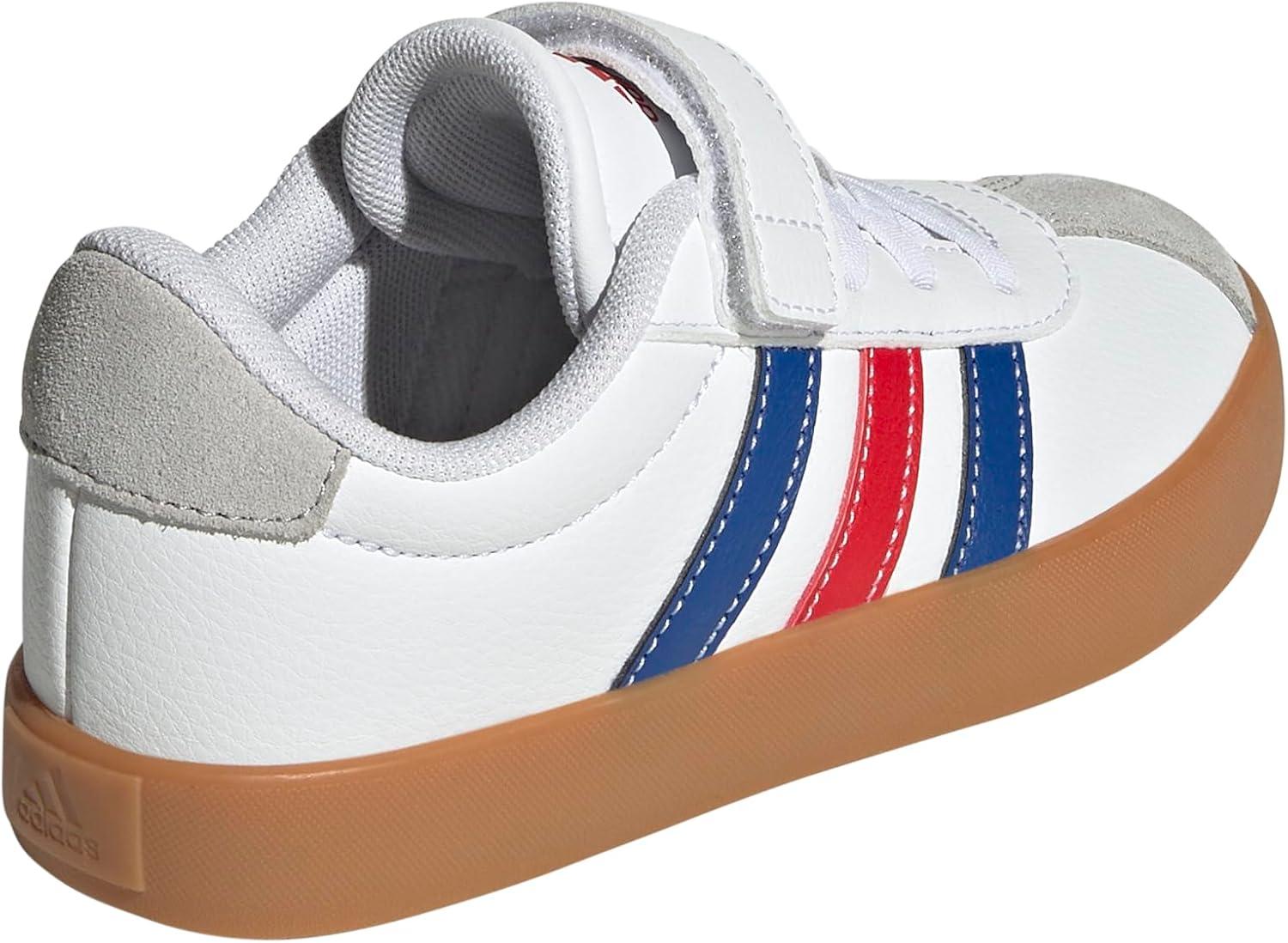 image:imageAdidas UnisexChild Vl Court 30 Elastic Lace amp StrapWhiteTeam Royal BlueBetter Scarlet