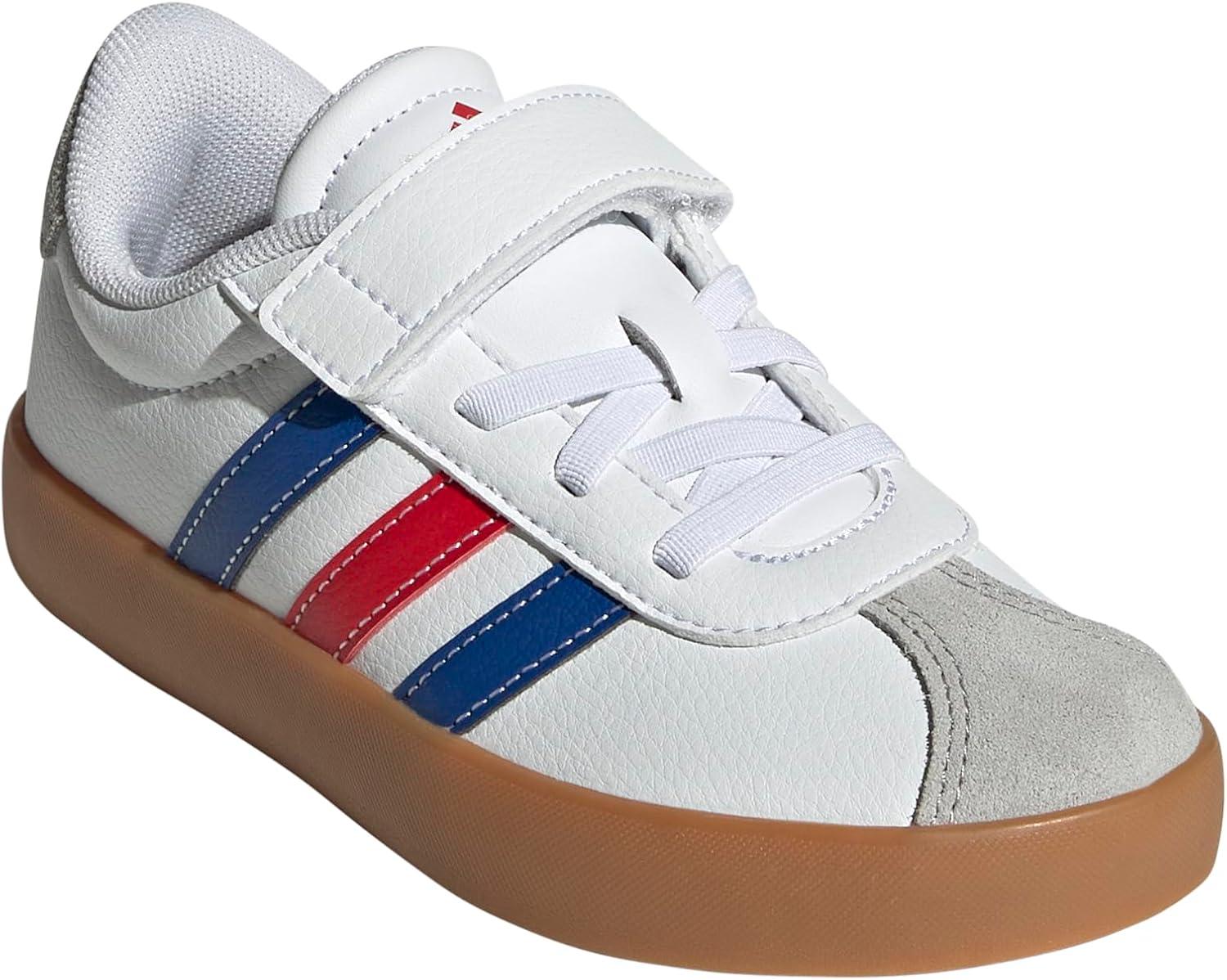 image:imageAdidas UnisexChild Vl Court 30 Elastic Lace amp StrapWhiteTeam Royal BlueBetter Scarlet