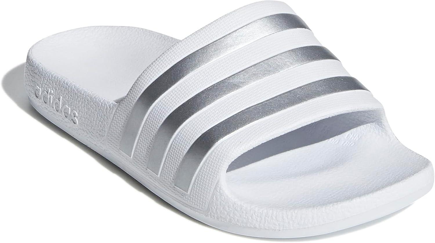 image:imageadidas Boys Adilette SandalWhiteSilver MetallicWhite