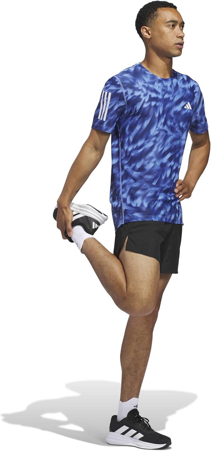 image:imageadidas Mens Own The Run All Over Printed TShirtBlue FusionDark Blue