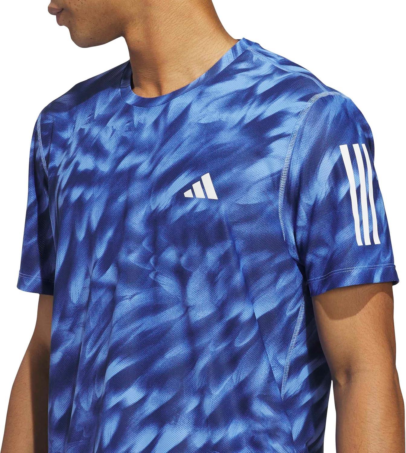 image:imageadidas Mens Own The Run All Over Printed TShirtBlue FusionDark Blue