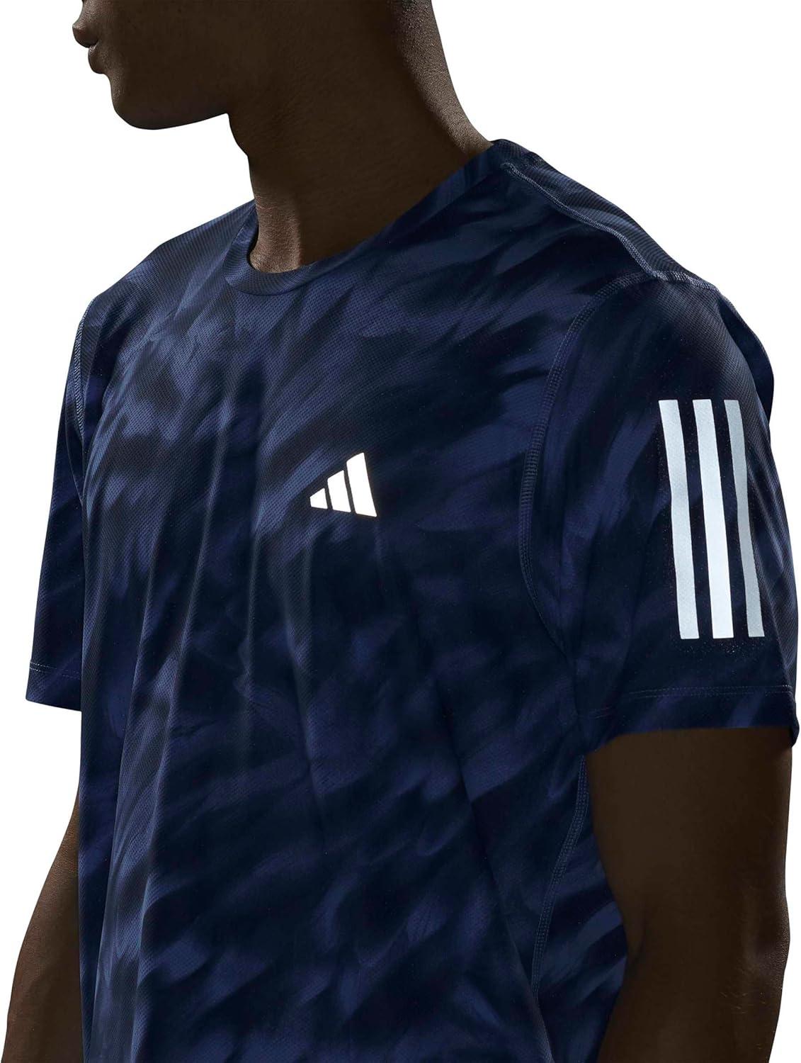 image:imageadidas Mens Own The Run All Over Printed TShirtBlue FusionDark Blue