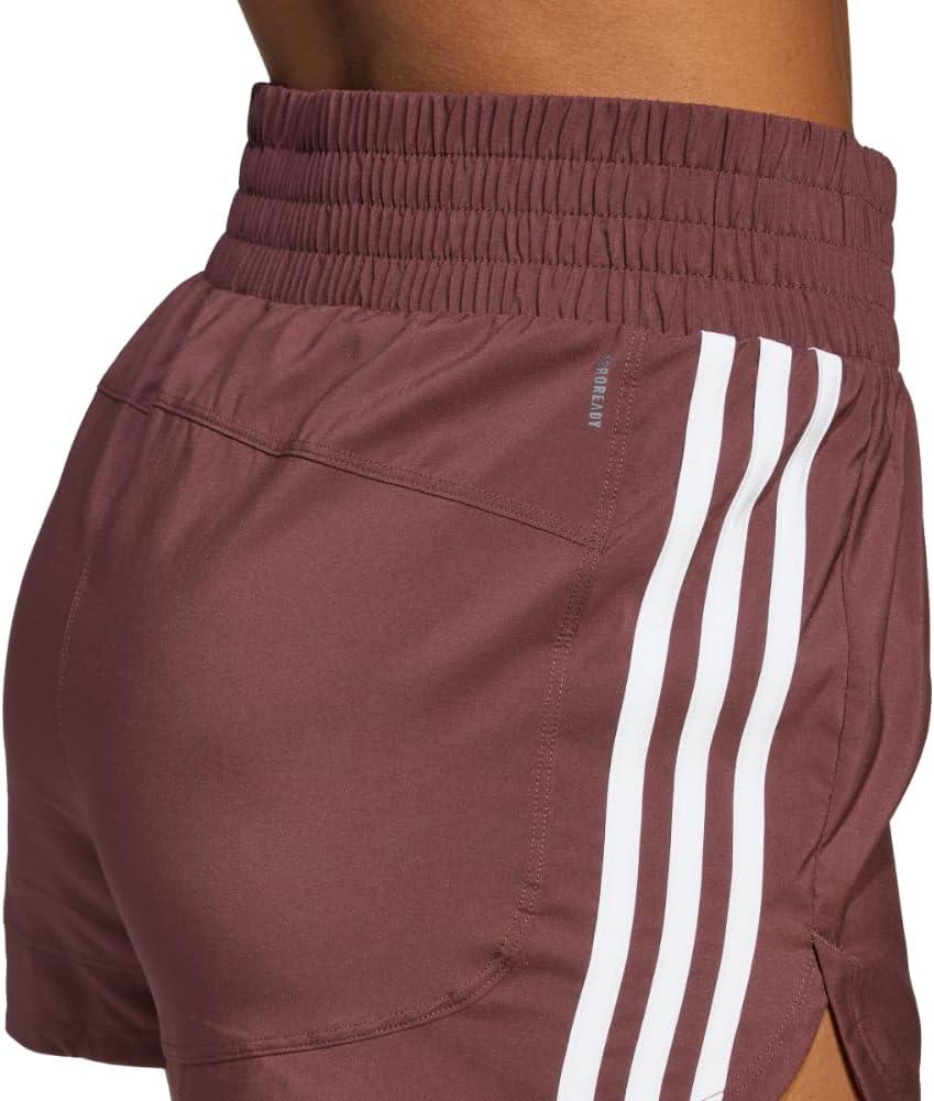image:imageadidas Womens Pacer Training 3Stripes Woven HighRise ShortsAurora RubyWhite