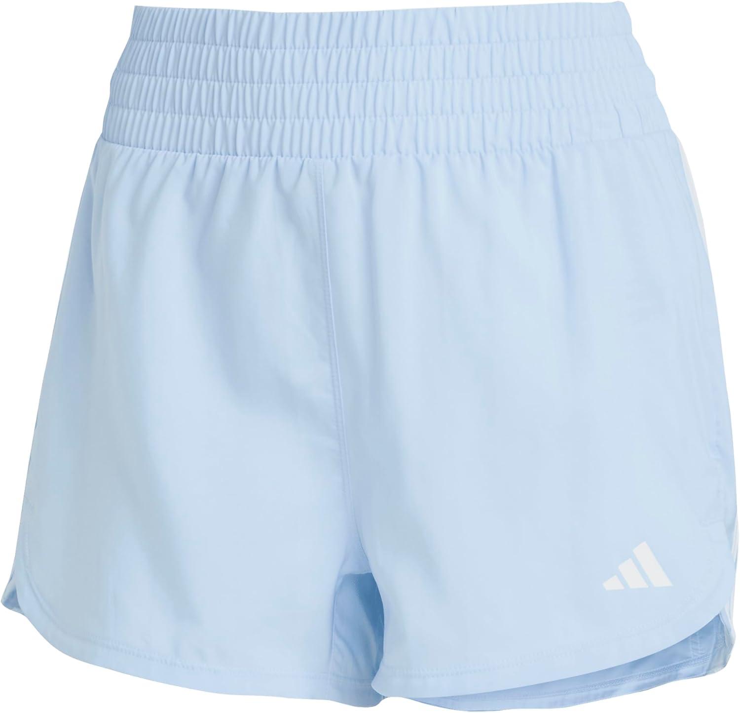 image:imageadidas Womens Pacer Training 3Stripes Woven HighRise ShortsBlueWhite