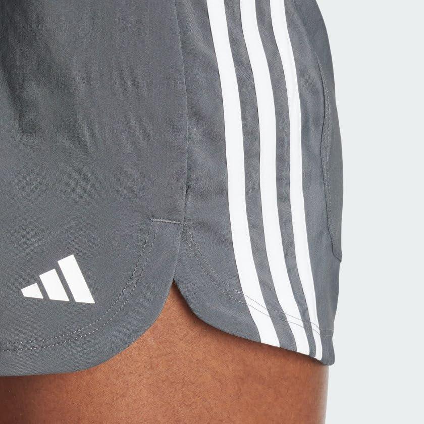 image:imageadidas Womens Pacer Training 3Stripes Woven HighRise ShortsGrey Six White