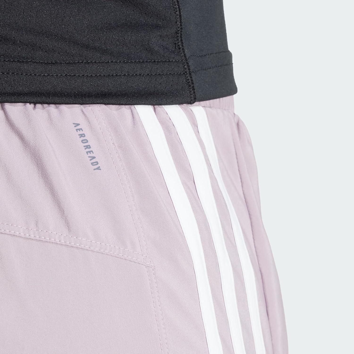 image:imageadidas Womens Pacer Training 3Stripes Woven HighRise ShortsPreloved Fig White