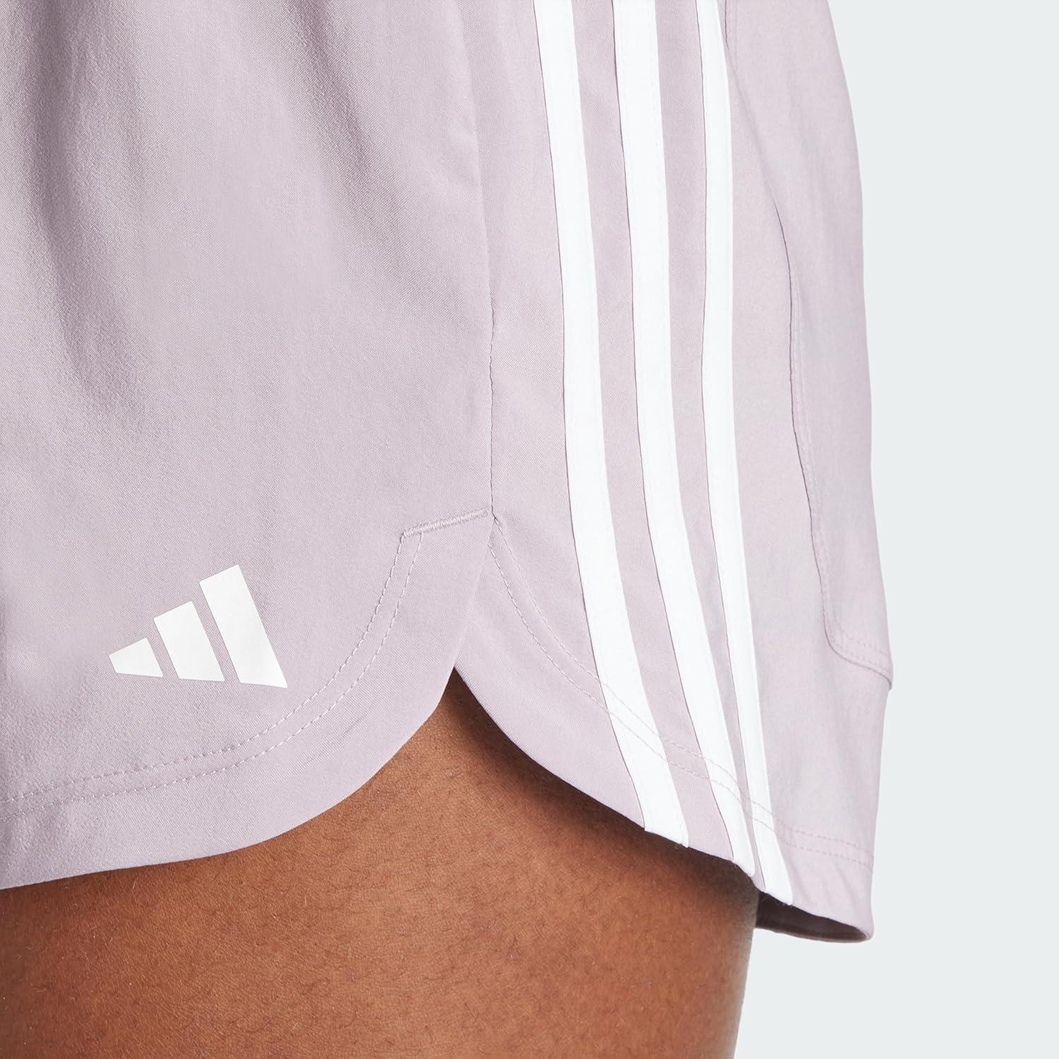image:imageadidas Womens Pacer Training 3Stripes Woven HighRise ShortsPreloved FigWhite