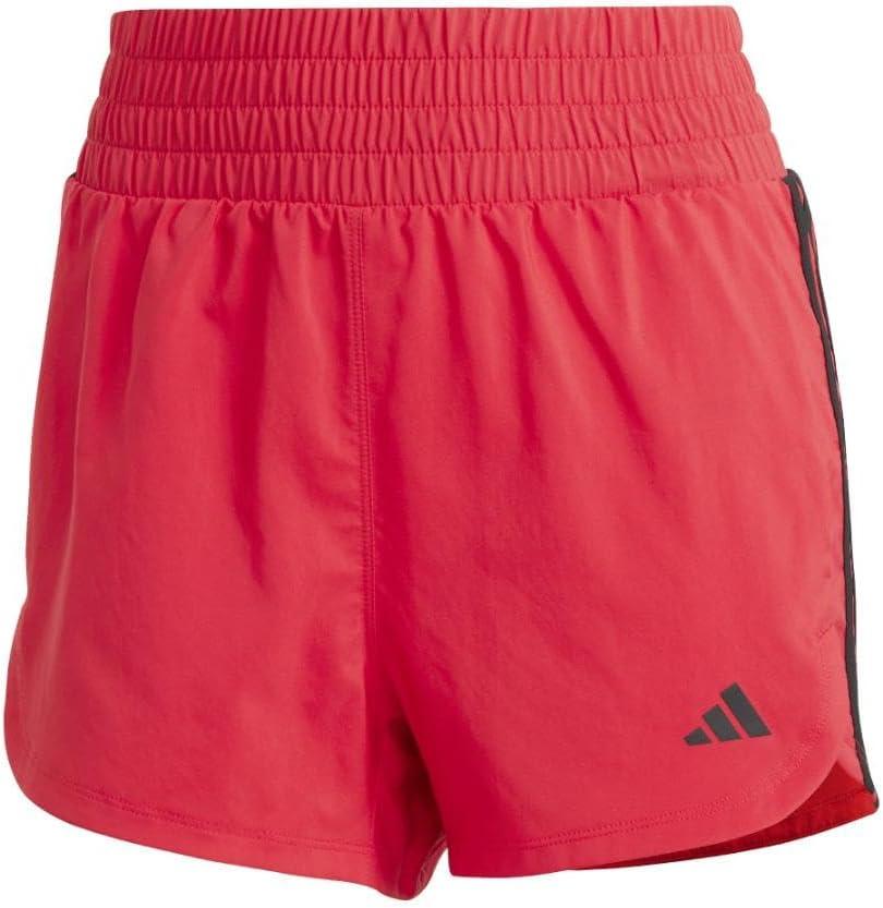 image:imageadidas Womens Pacer Training 3Stripes Woven HighRise ShortsPure RubyWhite