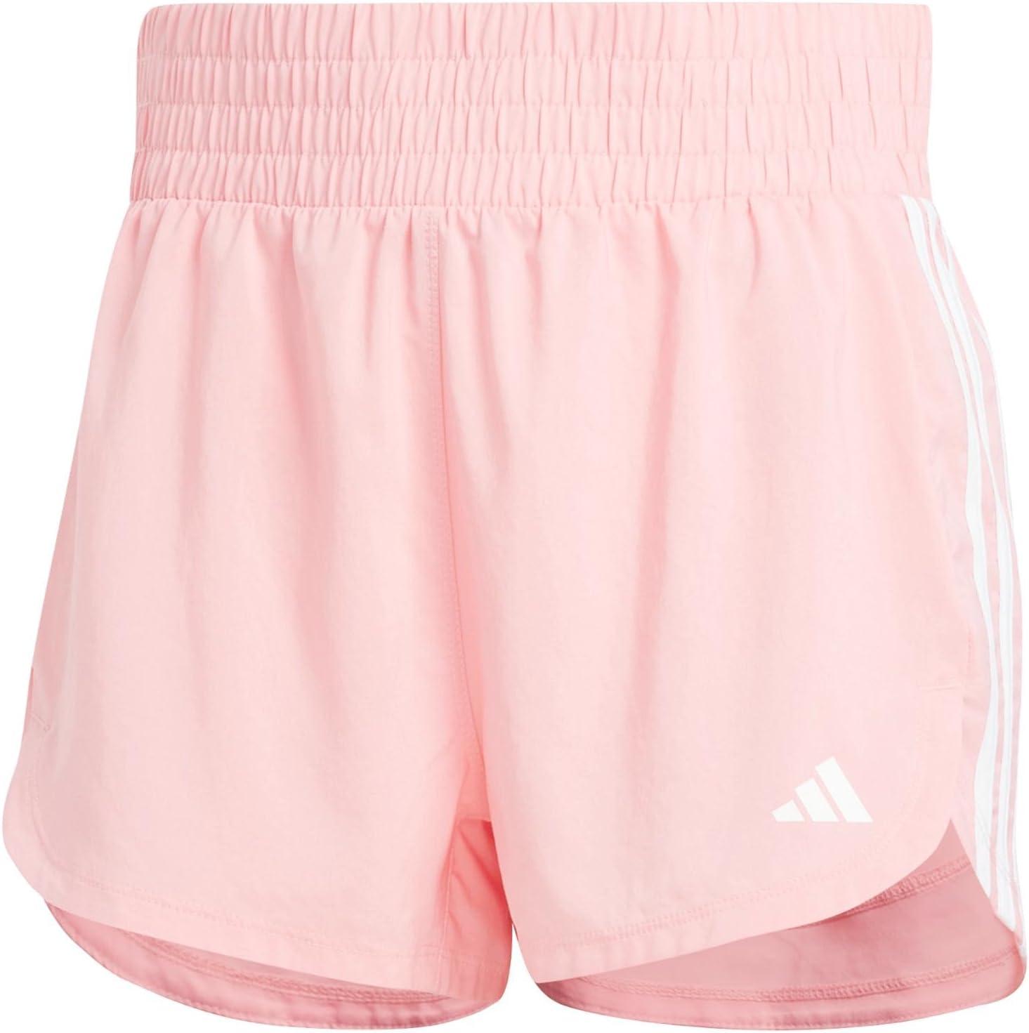 image:imageadidas Womens Pacer Training 3Stripes Woven HighRise ShortsSemi Pink SparkWhite