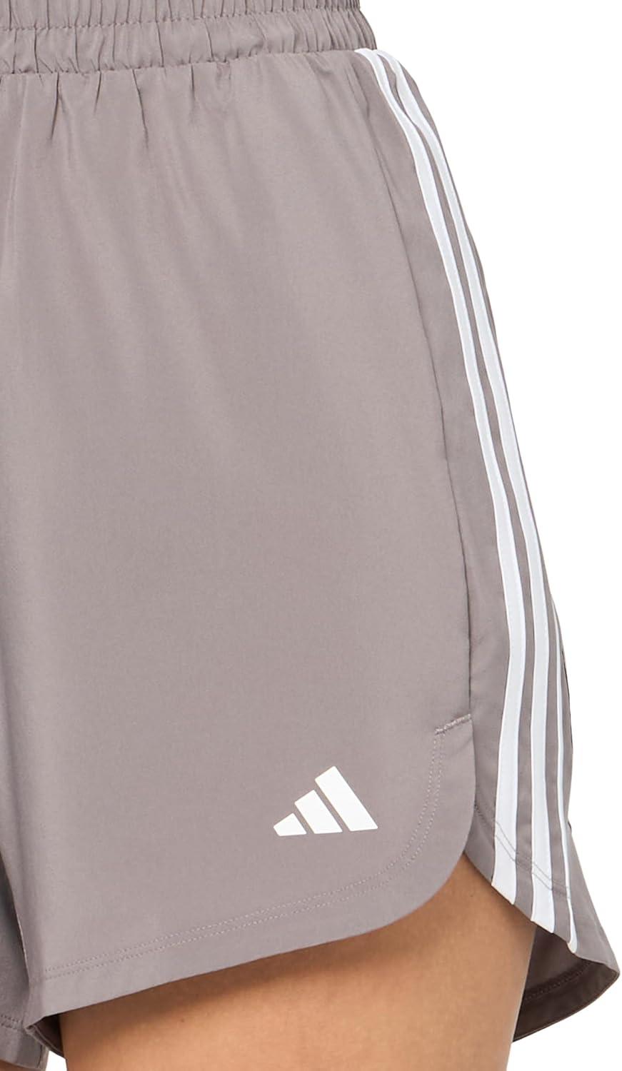 image:imageadidas Womens Pacer Training 3Stripes Woven HighRise ShortsTaupe OxideWhite