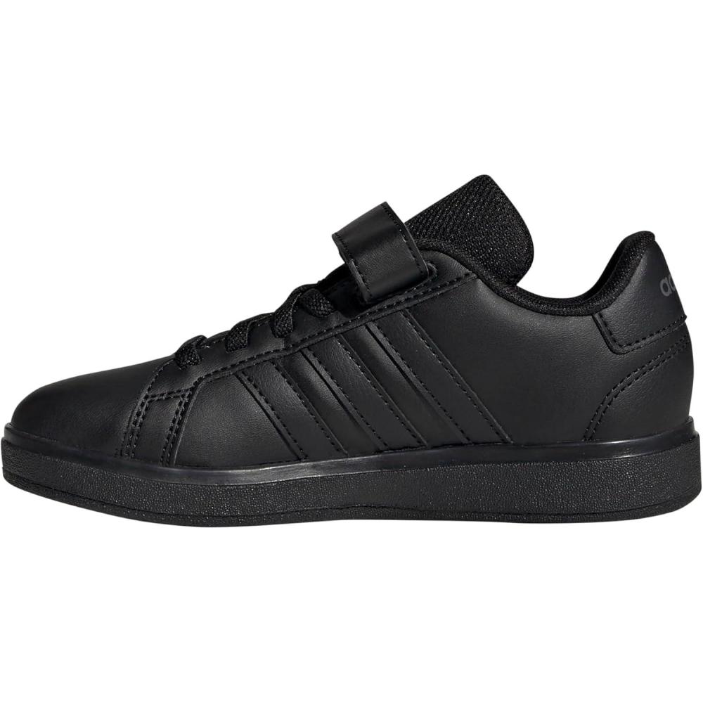 image:imageAdidas UnisexChild Grand Court 20 Elastic Lace amp Strap DiscBlackBlackGrey