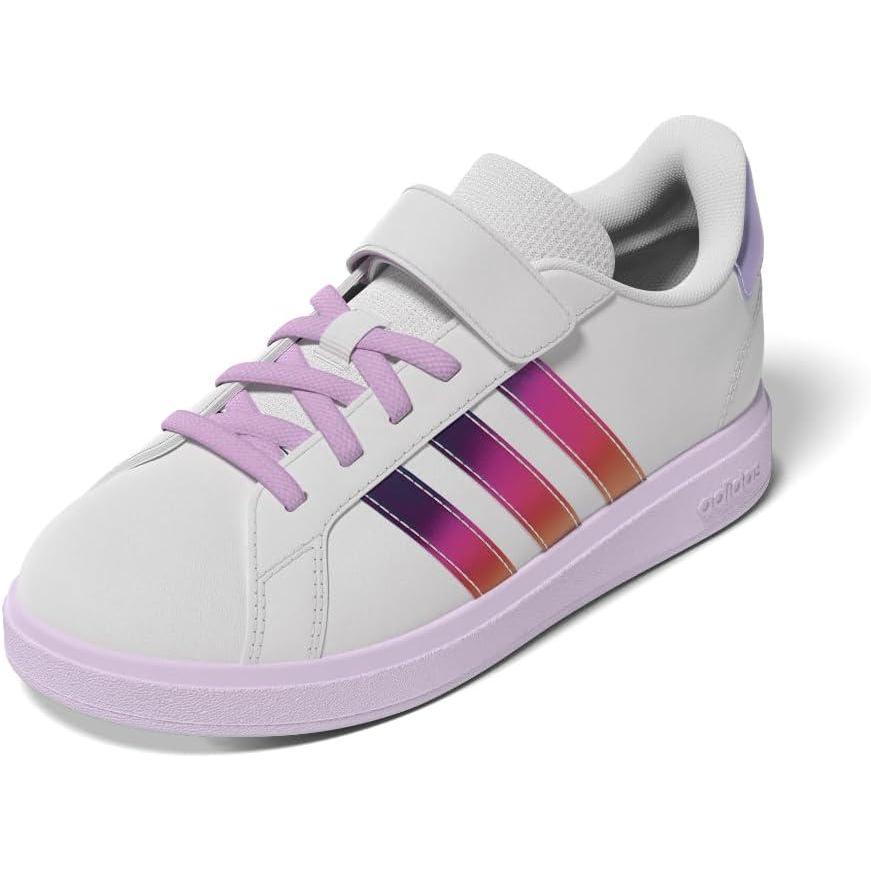image:imageAdidas UnisexChild Grand Court 20 Elastic Lace amp Strap DiscChalk WhiteChalk WhiteBliss Lilac