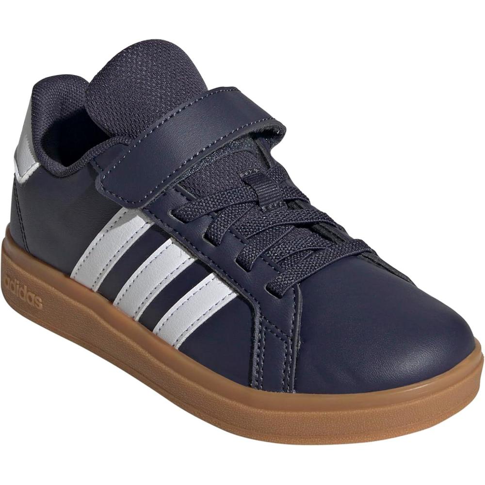 image:imageAdidas UnisexChild Grand Court 20 Elastic Lace amp Strap DiscShadow NavyWhiteGum