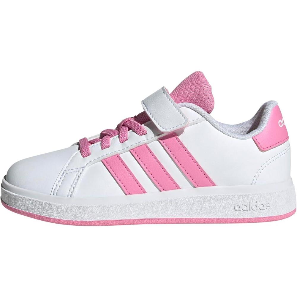 image:imageAdidas UnisexChild Grand Court 20 Elastic Lace amp Strap DiscWhiteBliss PinkBlack