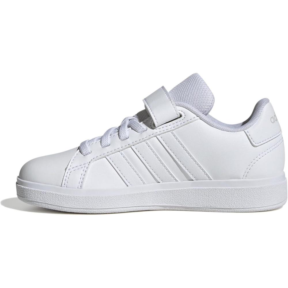 image:imageAdidas UnisexChild Grand Court 20 Elastic Lace amp Strap DiscWhiteWhiteGrey