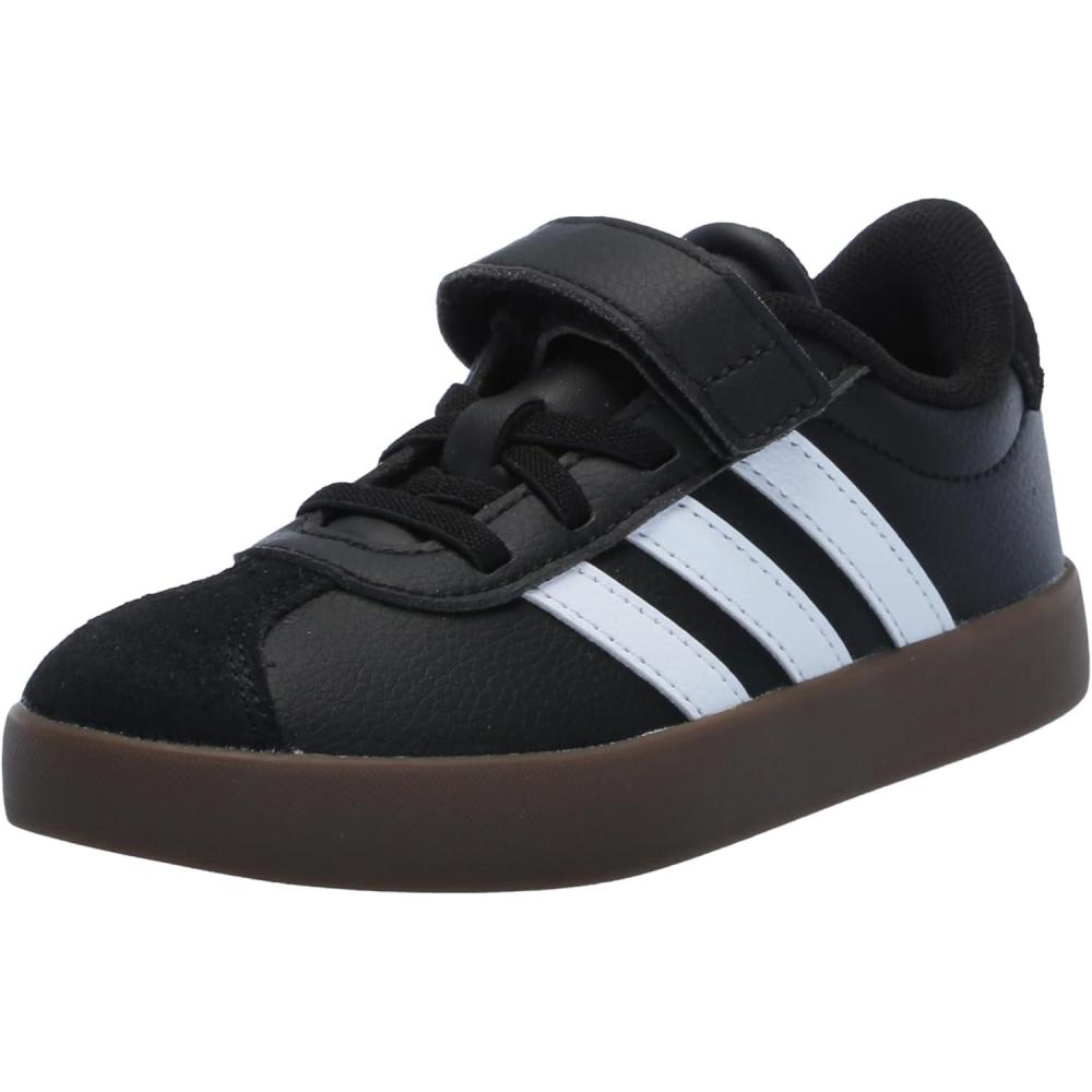 image:imageAdidas UnisexChild Vl Court 30 Elastic Lace amp StrapBlackWhiteGum