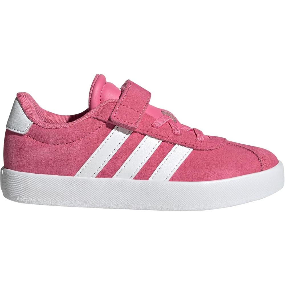 image:imageAdidas UnisexChild Vl Court 30 Elastic Lace amp StrapPink FusionWhiteGrey