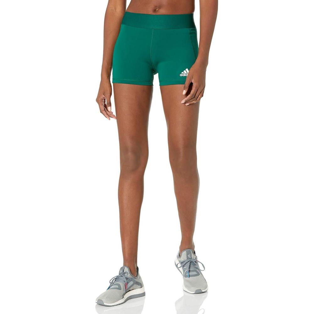 image:imageAdidas Womens Techfit Volleyball ShortsTeam Dark GreenWhite