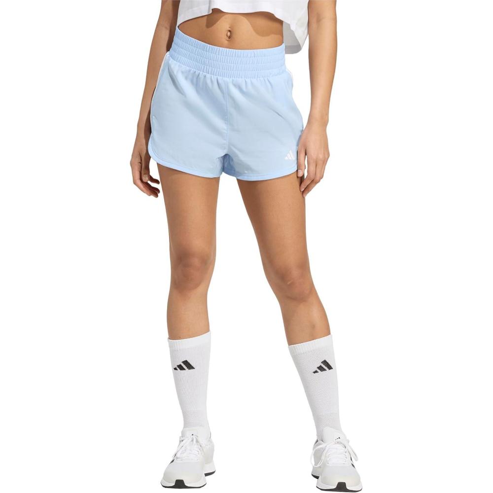 image:imageadidas Womens Pacer Training 3Stripes Woven HighRise ShortsBlueWhite