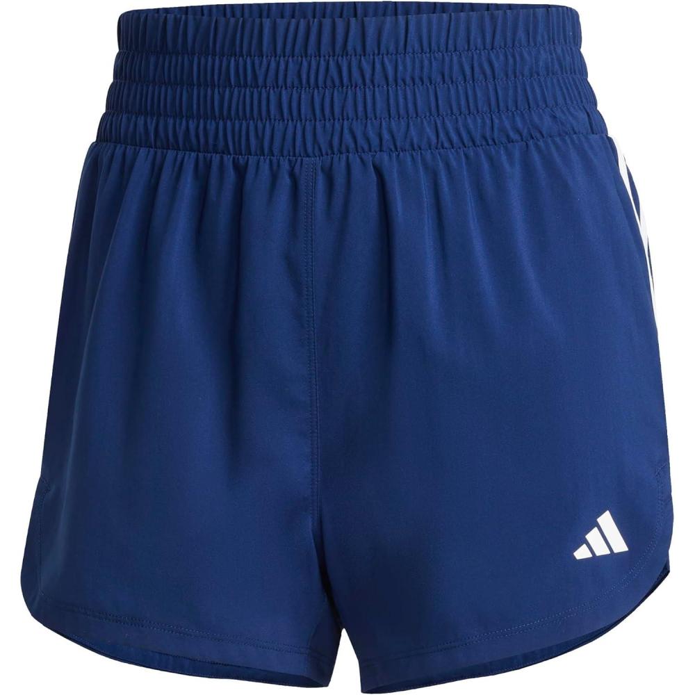 image:imageadidas Womens Pacer Training 3Stripes Woven HighRise ShortsDark BlueWhite