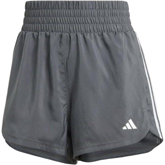 image:imageadidas Womens Pacer Training 3Stripes Woven HighRise ShortsGrey Six  White