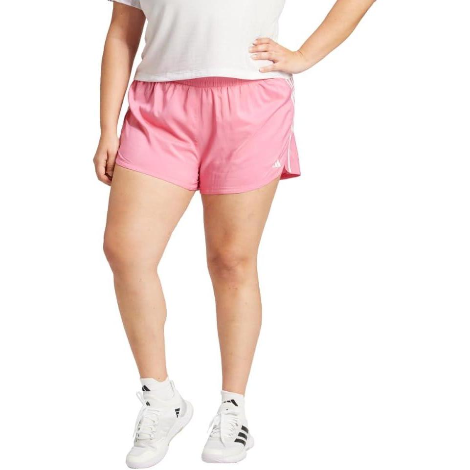 image:imageadidas Womens Pacer Training 3Stripes Woven HighRise ShortsPink Fusion