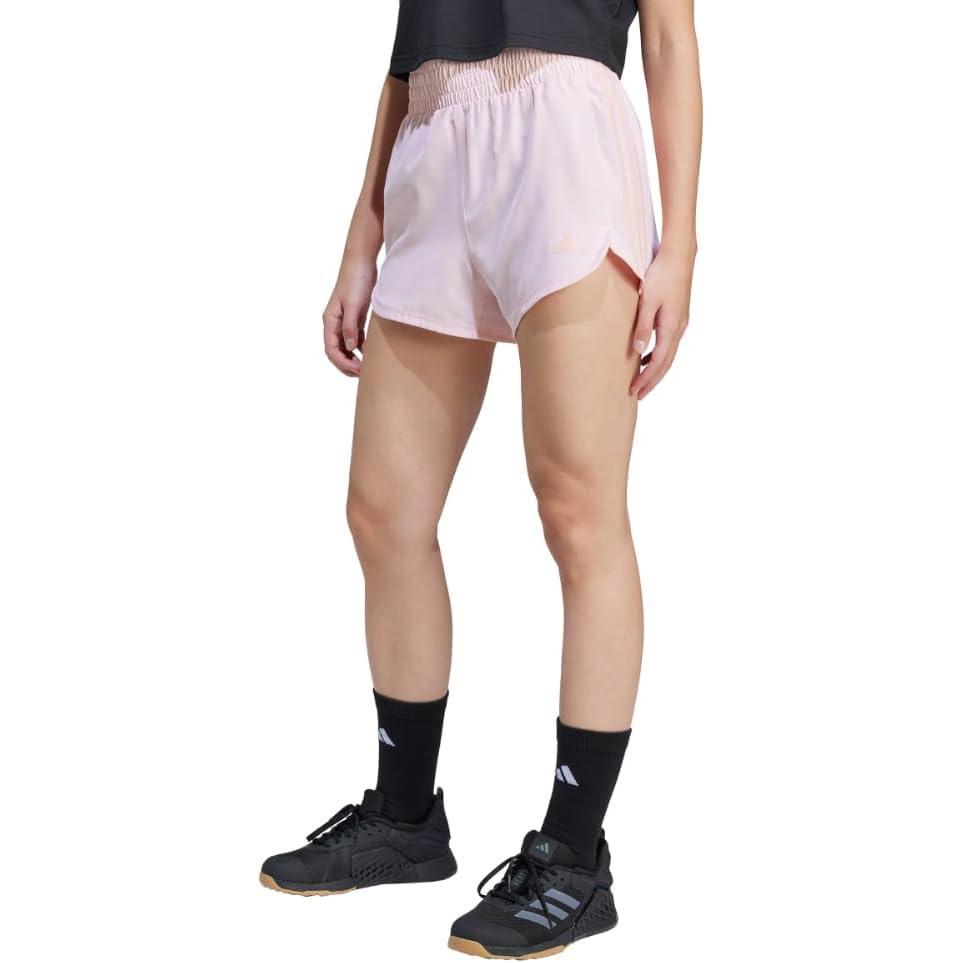 image:imageadidas Womens Pacer Training 3Stripes Woven HighRise ShortsPink MelangePink