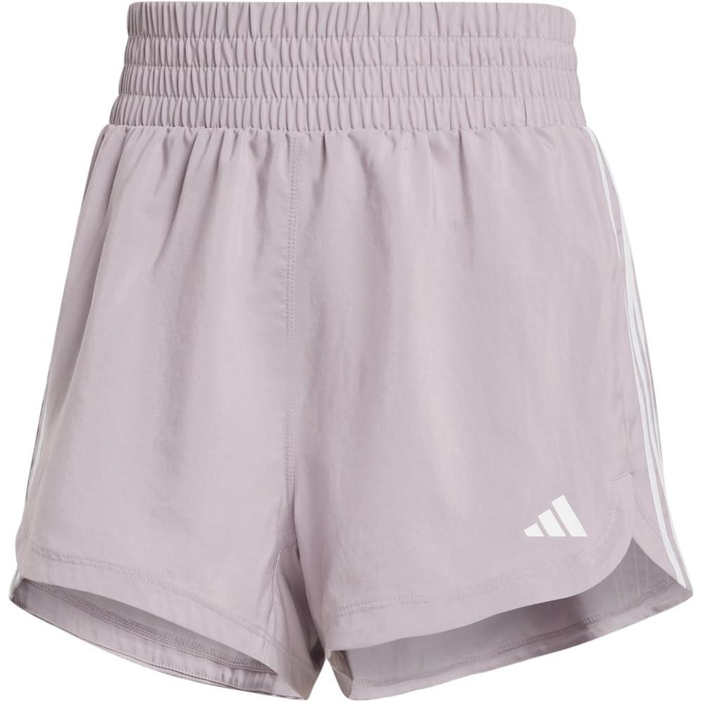 image:imageadidas Womens Pacer Training 3Stripes Woven HighRise ShortsPreloved Fig White
