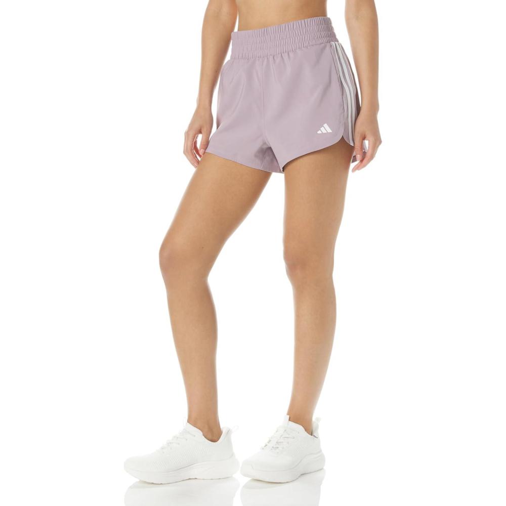 image:imageadidas Womens Pacer Training 3Stripes Woven HighRise ShortsPreloved FigWhite