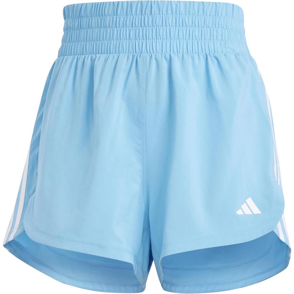 image:imageadidas Womens Pacer Training 3Stripes Woven HighRise ShortsSemi Blue BurstWhite