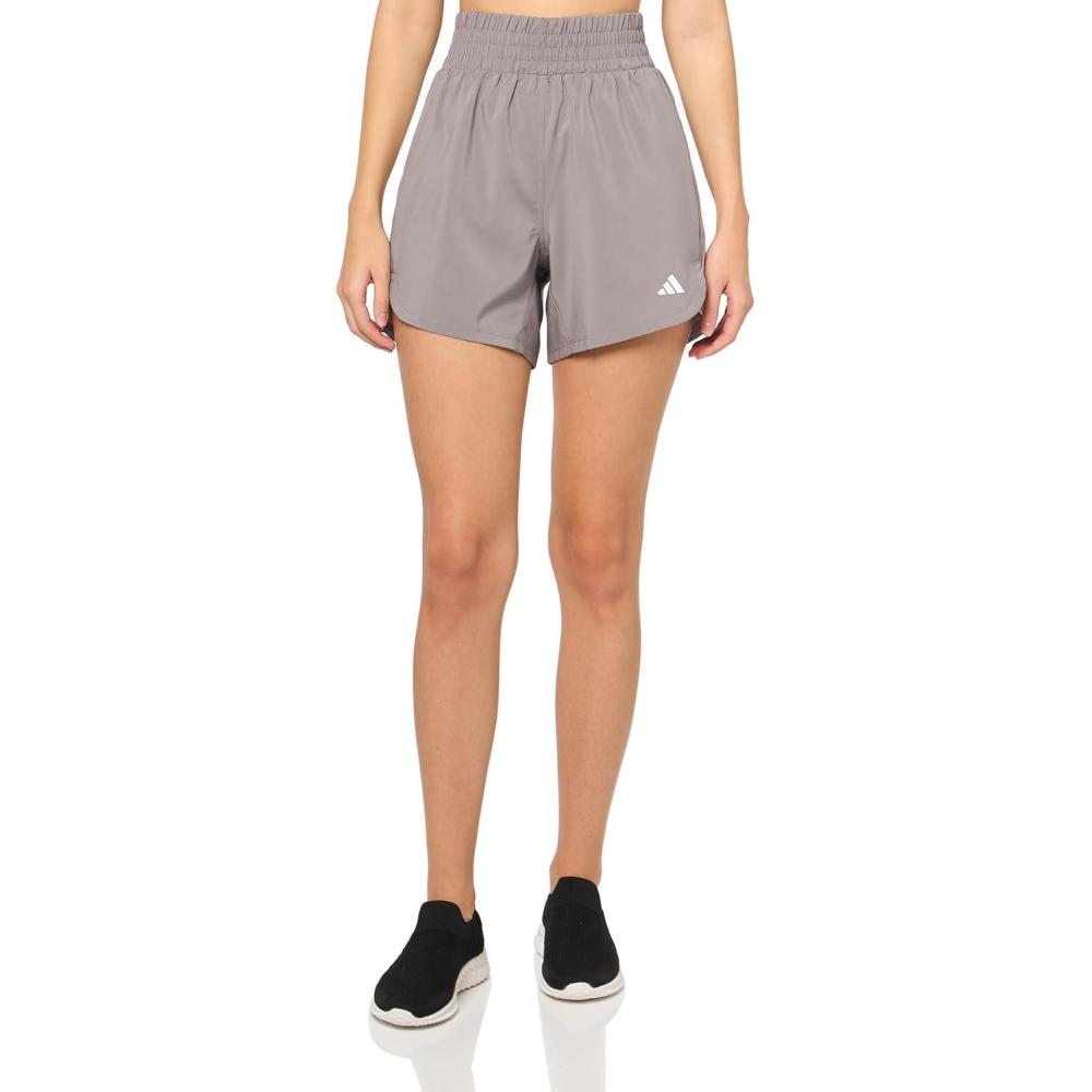 image:imageadidas Womens Pacer Training 3Stripes Woven HighRise ShortsTaupe OxideWhite