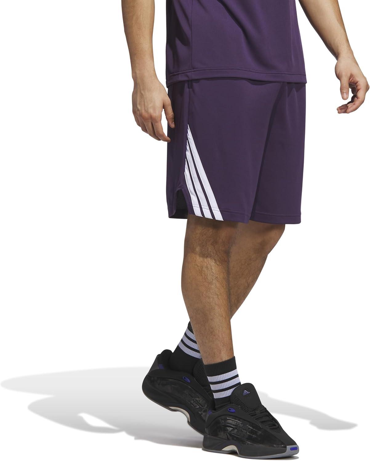image:imageAdidas Mens Basketball Legends 3Stripes ShortsAurora PlumWhite