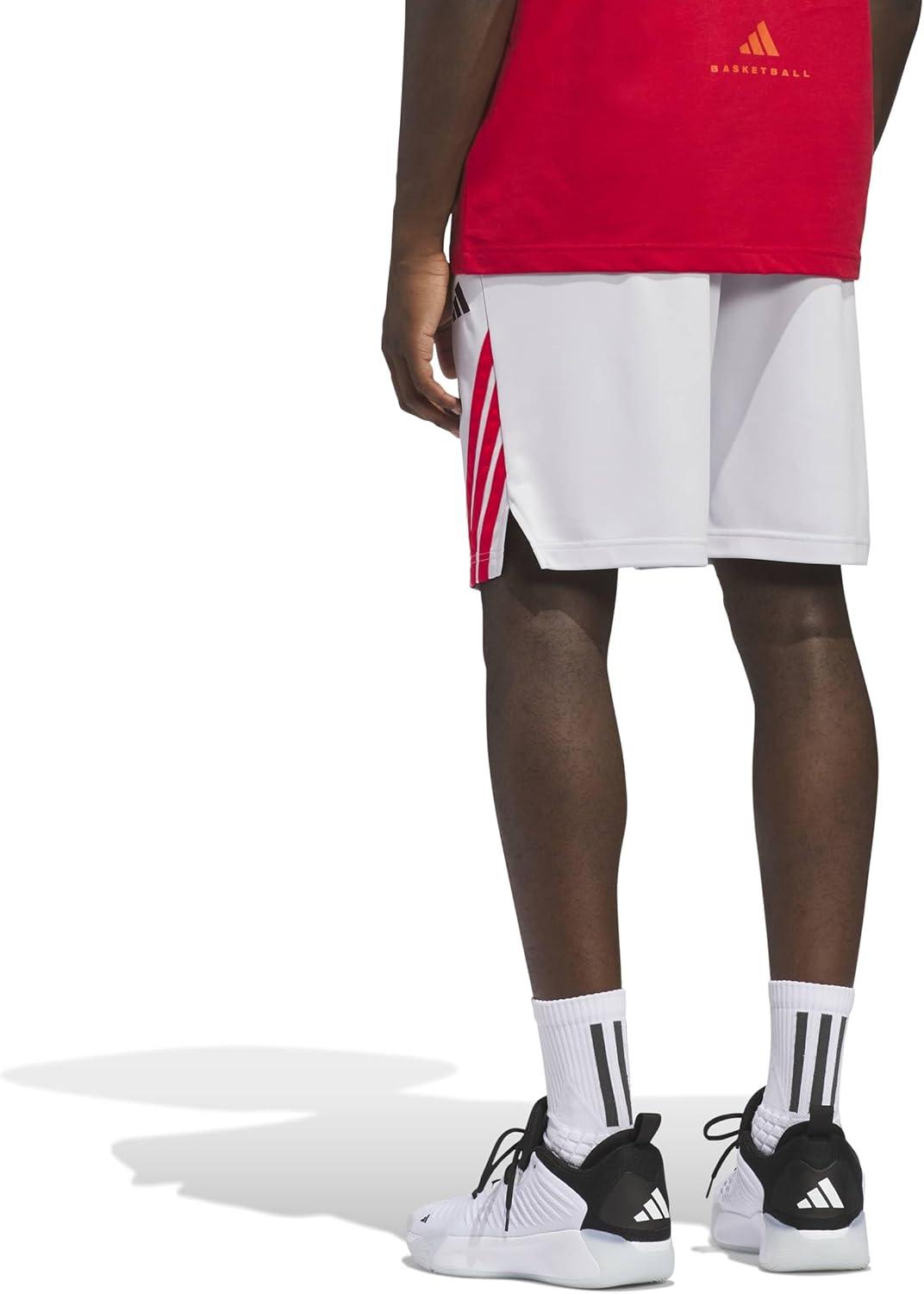 image:imageAdidas Mens Basketball Legends 3Stripes ShortsDash GreyPure Ruby