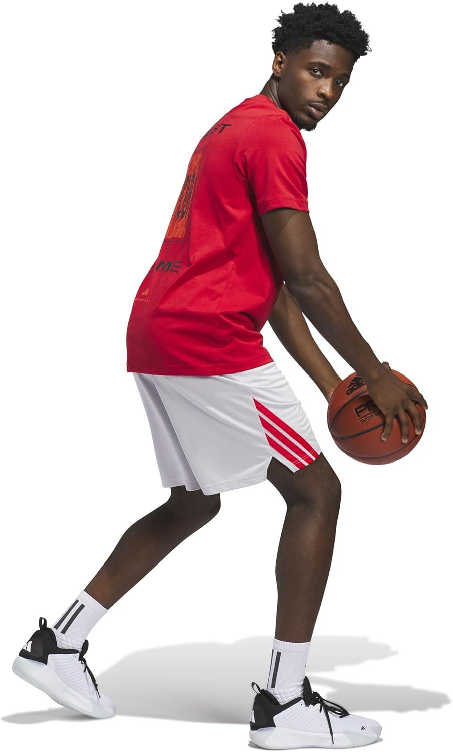 image:imageAdidas Mens Basketball Legends 3Stripes ShortsDash GreyPure Ruby