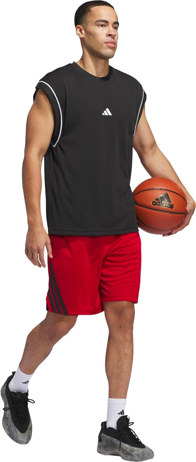image:imageAdidas Mens Basketball Legends 3Stripes ShortsTeam Power Red Black