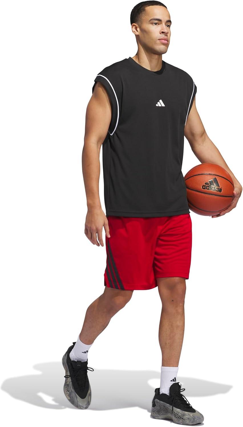 image:imageAdidas Mens Basketball Legends 3Stripes ShortsTeam Power RedBlack