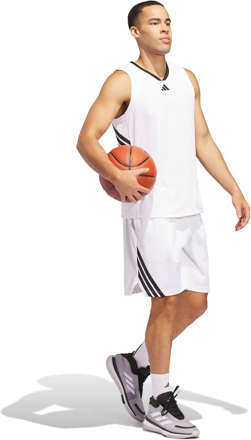 image:imageAdidas Mens Basketball Legends 3Stripes ShortsWhiteBlack