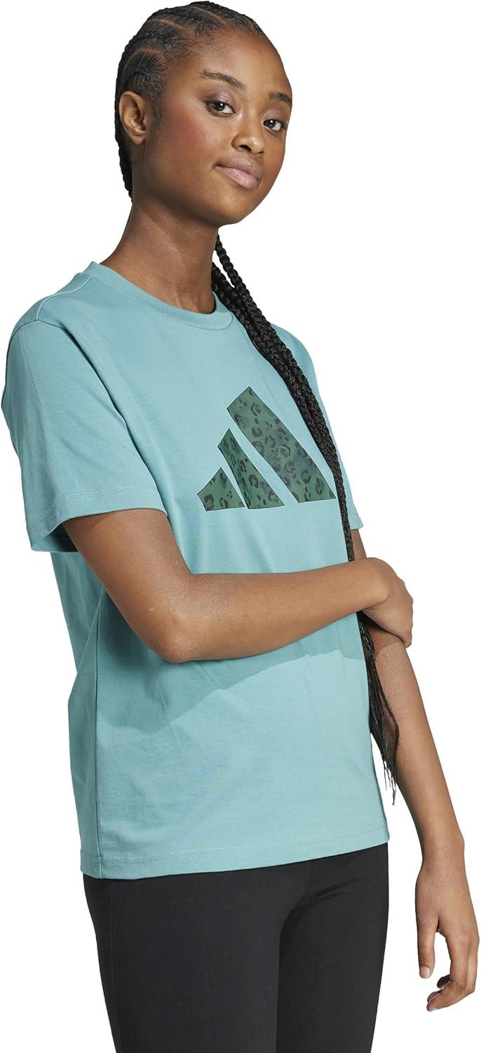 image:imageAdidas Womens Animal Print Graphic TShirtPowder Teal