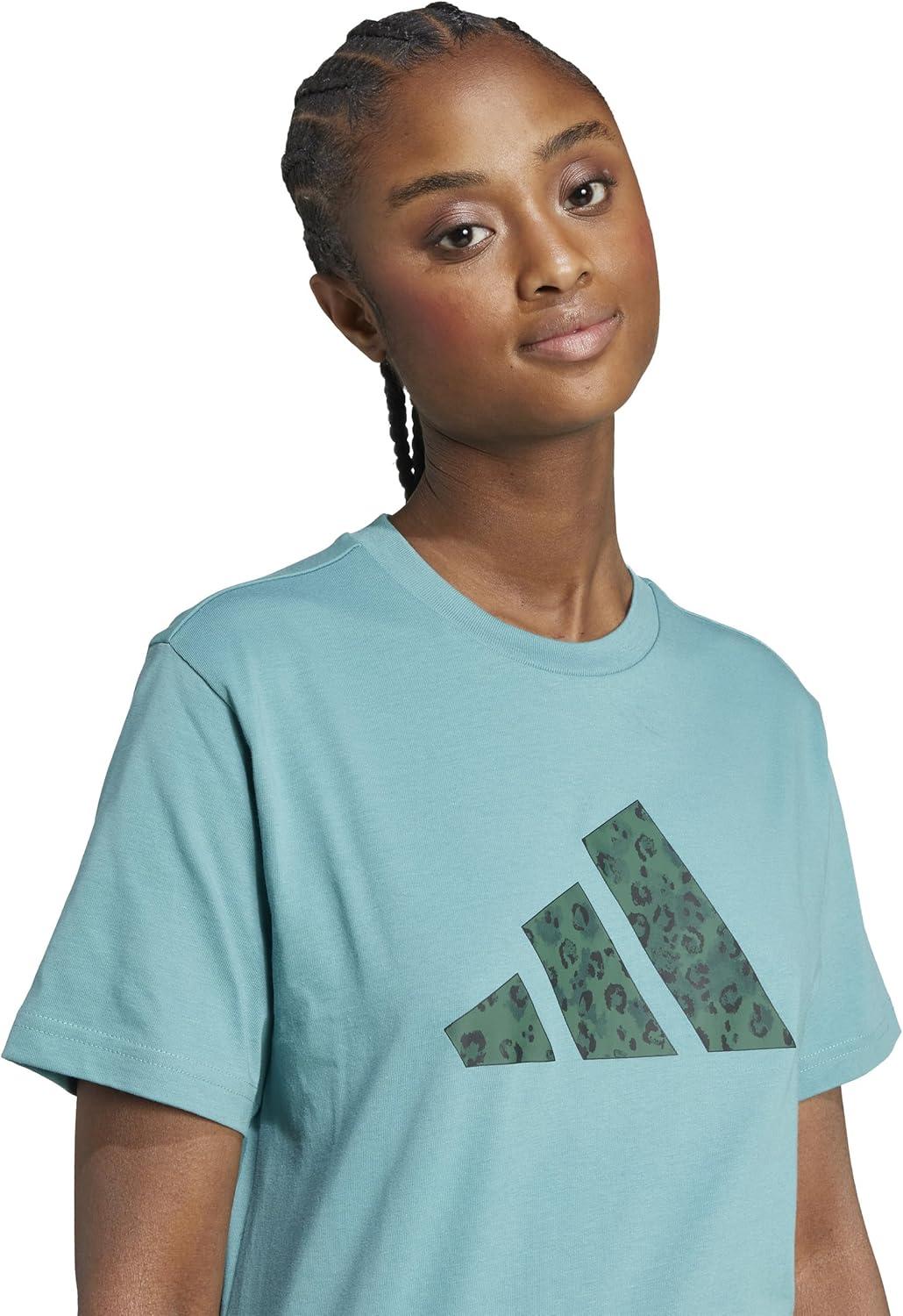 image:imageAdidas Womens Animal Print Graphic TShirtPowder Teal