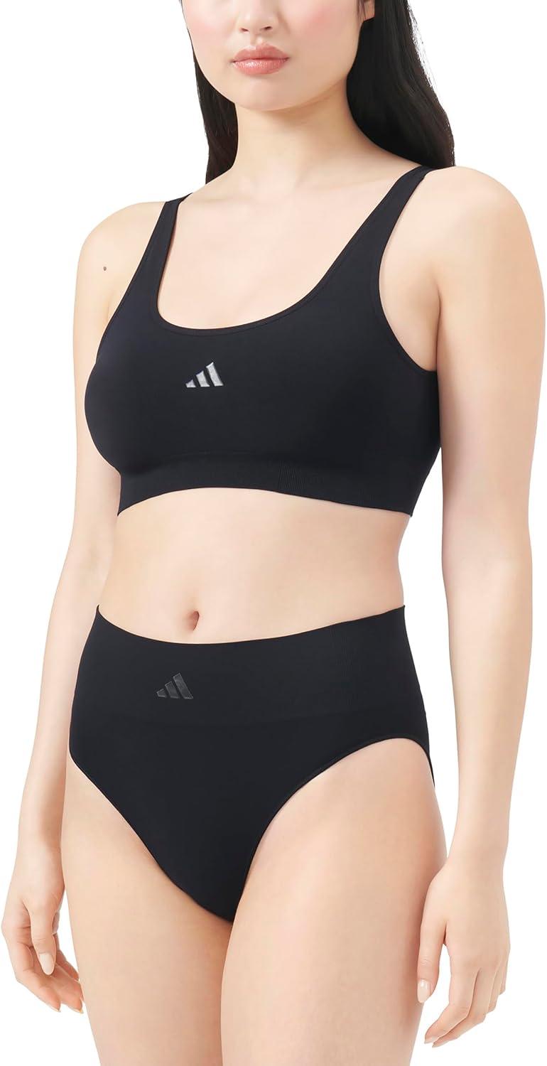 image:imageadidas Womens Active Seamless Micro Stretch Scoop Neck Lounge BraBlack