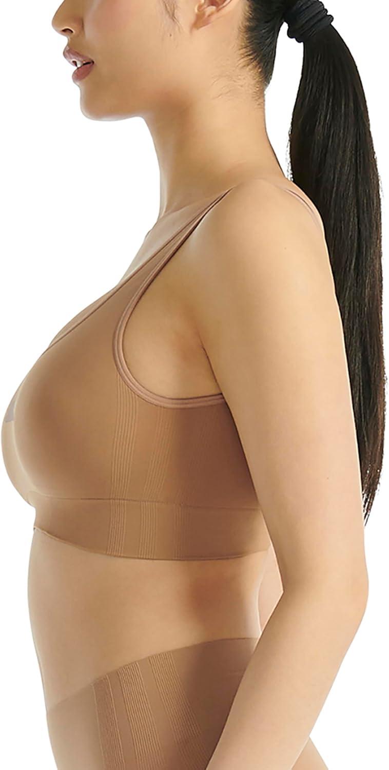 image:imageadidas Womens Active Seamless Micro Stretch Scoop Neck Lounge BraToasted Almond