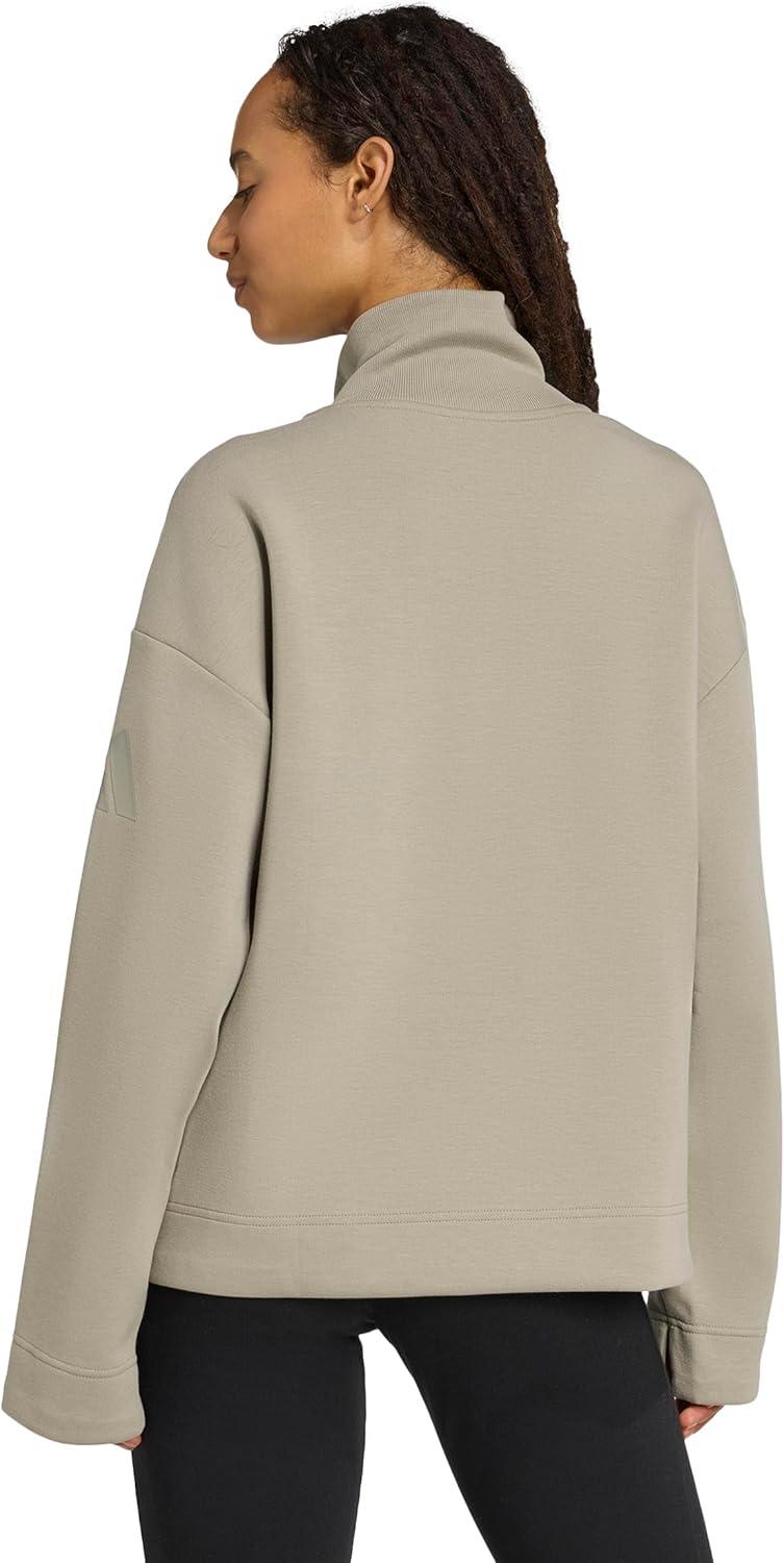 image:imageadidas womens All Szn Soft Lux Quarterzip SweatshirtSilver Pebble