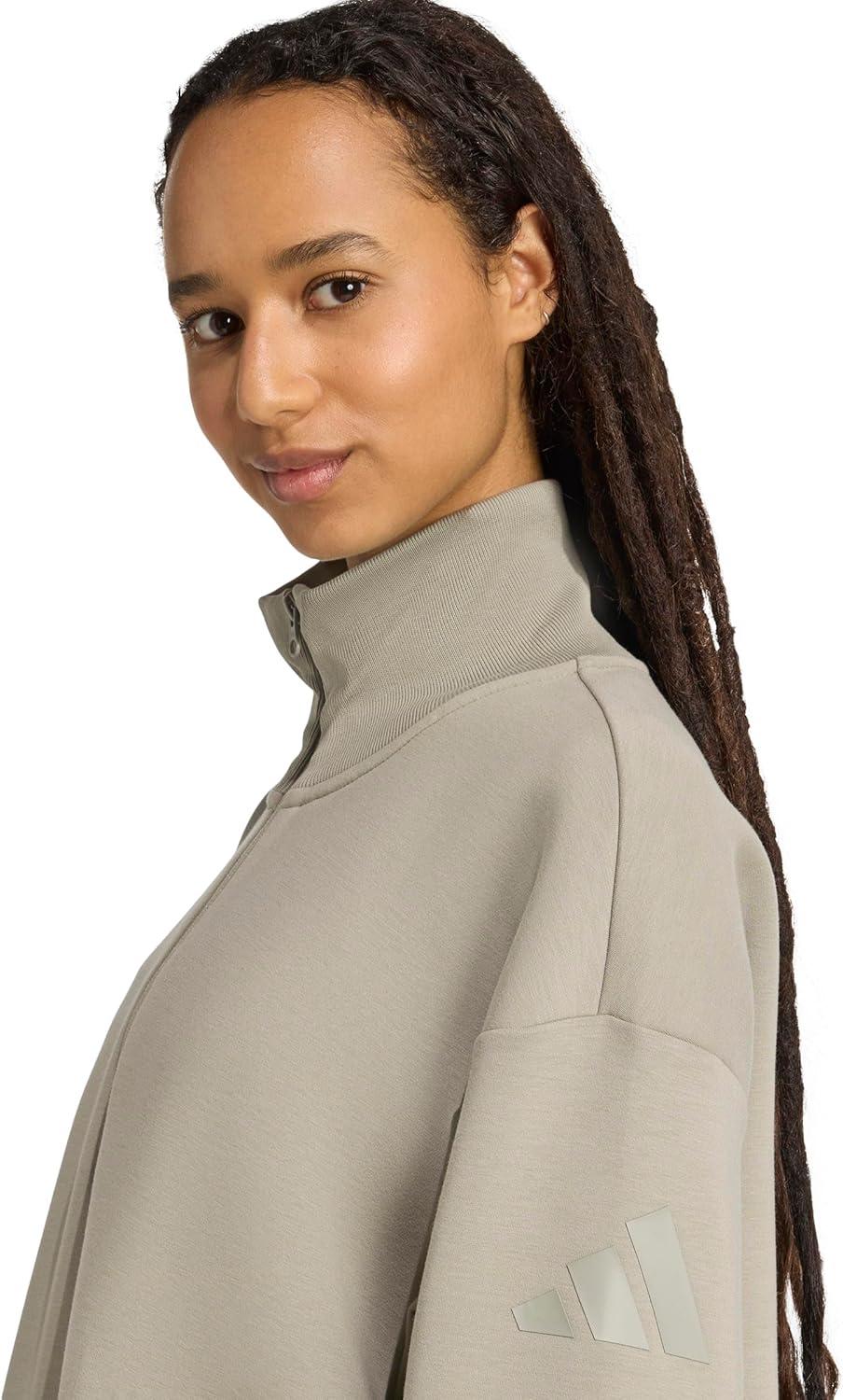 image:imageadidas womens All Szn Soft Lux Quarterzip SweatshirtSilver Pebble