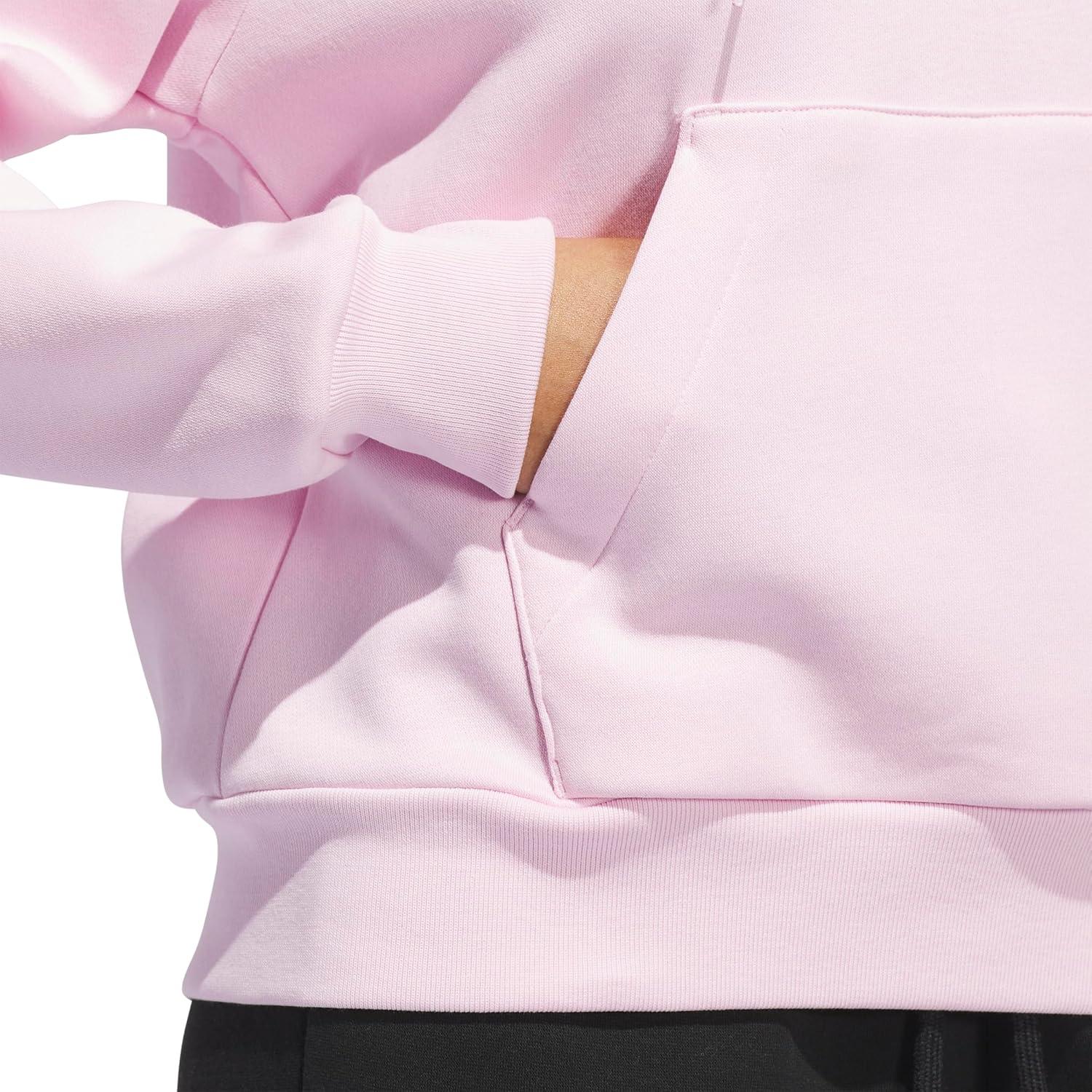 image:imageadidas womens Seasonal Essentials Ruffled Big Logo Graphic HoodieClear Pink