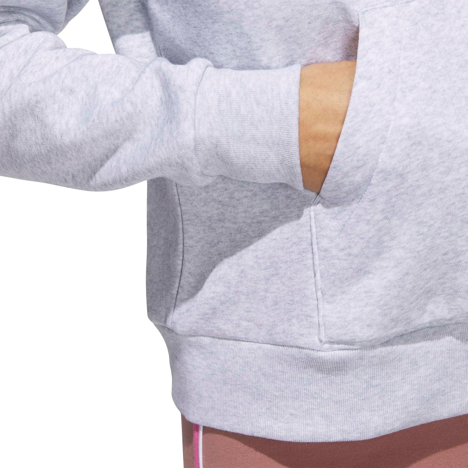 image:imageadidas womens Seasonal Essentials Ruffled Big Logo Graphic HoodieLight Grey Heather