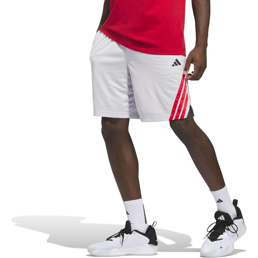 image:imageAdidas Mens Basketball Legends 3Stripes ShortsDash GreyPure Ruby
