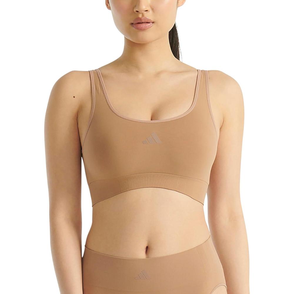 image:imageadidas Womens Active Seamless Micro Stretch Scoop Neck Lounge BraToasted Almond
