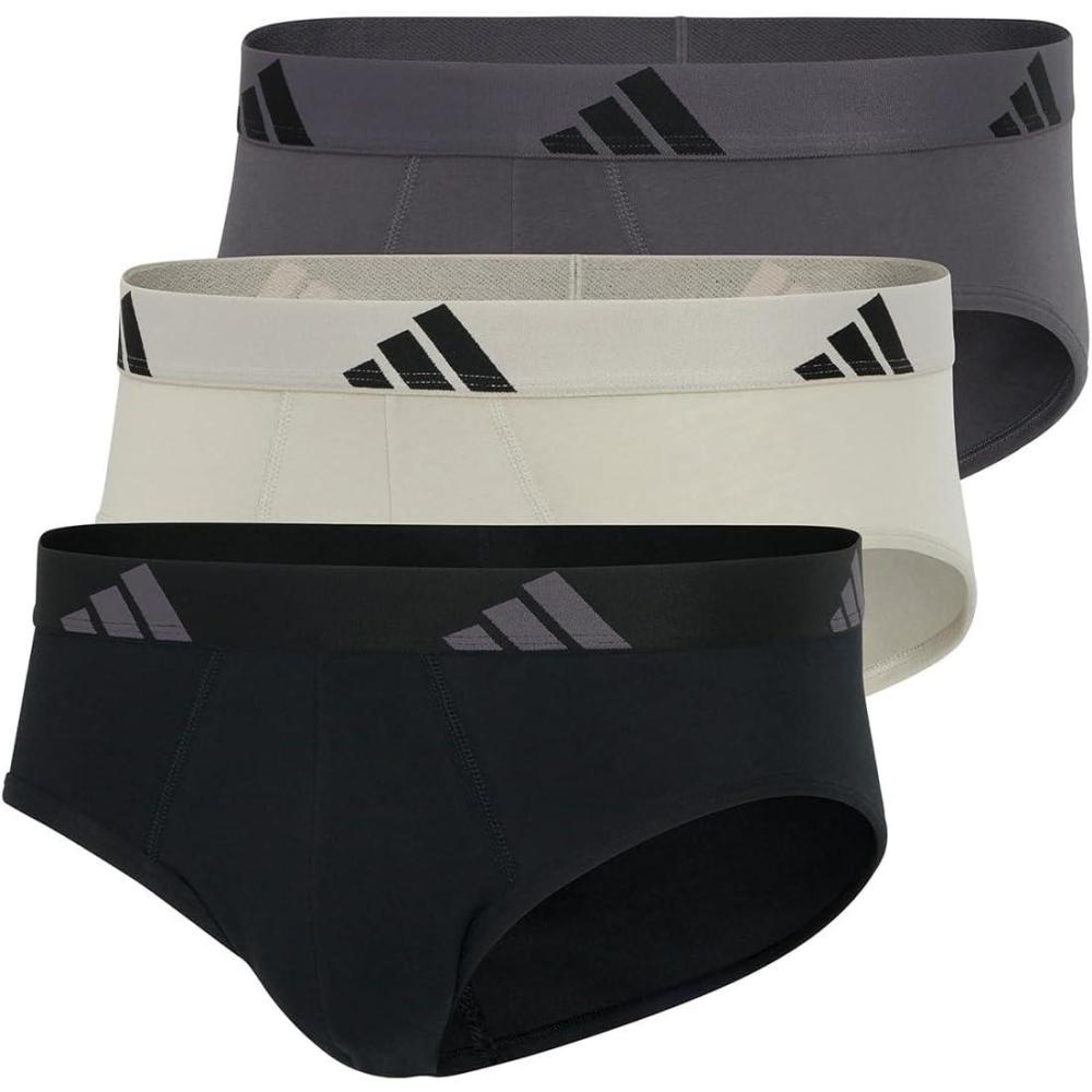 image:imageadidas mens Performance Stretch Cotton Brief Underwear 3pack Designed for Active Comfort and All Day Wear903 Assorted